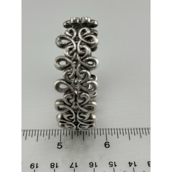 Vintage BARSE Silver Cuff Bracelet Floral Weave Design 44 grams 925 - Picture 6 of 10